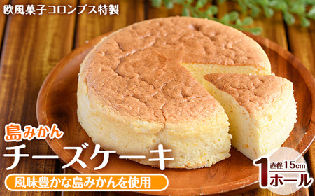 鹿児島県産島みかん使用 チーズケーキ(1ホール・直径15cm)[欧風菓子コロンブス]coron-1259