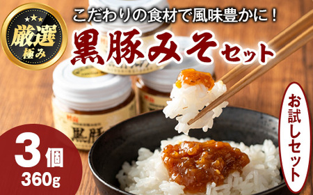 [0081316a]絶品!黒豚みそおためしセット(120g×3個) 味噌 調味料 黒豚味噌 豚味噌[村山製油]