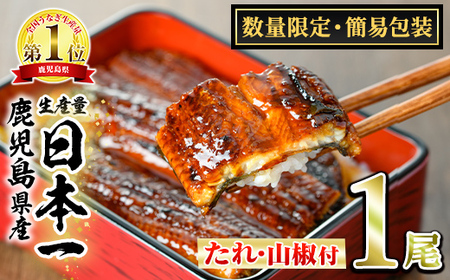 [0074325a][数量限定・宅配袋発送]東串良町のうなぎ蒲焼(無頭)(1尾・約150g・タレ、山椒付) うなぎ 高級 ウナギ 鰻 国産 蒲焼 蒲焼き たれ 鹿児島 ふるさと お試し [アクアおおすみ]
