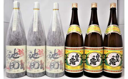 No.4039-3 焼酎[池田旗山]・白玉の露(一升瓶)6本セット