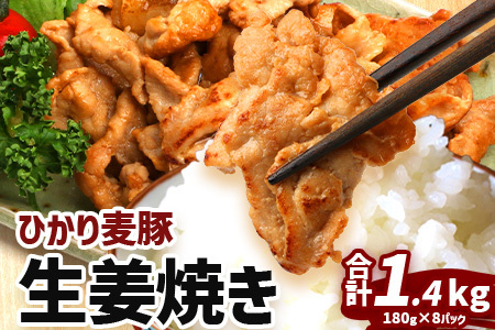 鹿児島県産 ひかり麦豚 生姜焼き 計1.4kg (180g×8パック)トレーなし 冷凍 