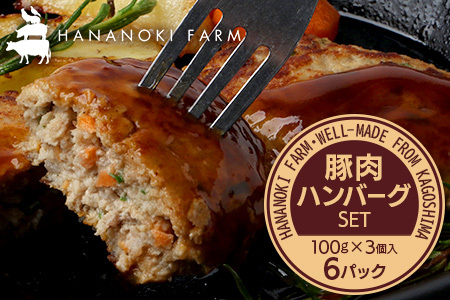 花の木農場 豚肉 ハンバーグ セット (100g×3個×6P) HK-4| 冷凍 ハンバーグ パック 豚肉 国産 ひき肉 お弁当 おかず 惣菜 手作り 農福連携 鹿児島県 南大隅町 花の木ファーム