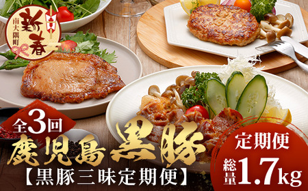 [新春]≪全3回≫ 鹿児島県産 黒豚三昧 定期便 ♪ [ 黒豚味噌漬け 生姜焼き 生ハンバーグ ] ★☆＼＼ 黒豚ロース味噌漬け バナナマンの早起きせっかくグルメで紹介されました!!//☆★ 南州農場 かごしま黒豚 NS-29 