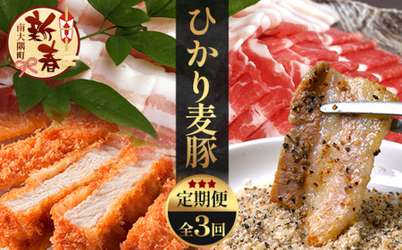 [新春][定期便全3回]ひかり麦豚定期便 ≪月替わりで楽しむ豚肉セット!しゃぶしゃぶ・ロース肉・焼肉セットをお届け!≫ 冷凍 HM-18 