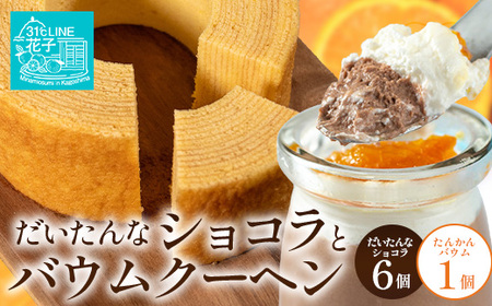 [2026年3月中旬から発送] だいたんな!恋するショコラ & バウムセット(だいたんなショコラ6個+≪極≫たんかんバウム)SH-4