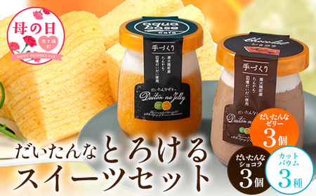 [母の日ギフト]だいたんな!とろけるスイーツセット& カットバウムセット(だいたんな詰め合わせ6個+バウムクーヘン・カットバウム3種×1セット)SH-14-mo