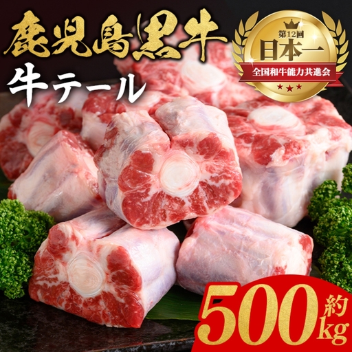 鹿児島黒牛 牛テール(約500g) 鹿児島 九州産 国産 国産牛 牛肉 黒毛和牛 希少部位 テール コラーゲン 煮込み テールスープ 冷凍 [新村畜産]