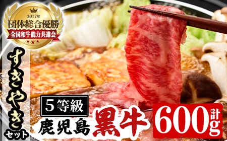 n065 (D-101)鹿児島黒牛すきやきセット(総600g)国産 九州産 鹿児島県産 牛肉 肉 スライス すき焼き【種子屋久農業協同組合】