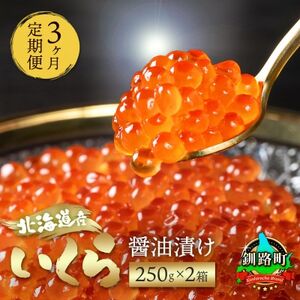 [毎月定期便]いくら醤油漬け 250g×2箱セット[北海道産の鮭卵]全3回[配送不可地域:離島]