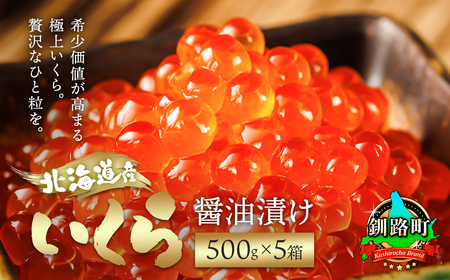 いくら醤油漬け 500g ×5個セット [北海道産の鮭卵]_国産 北海道産 いくら 醤油漬け イクラ ikura 天然 鮭 サーモン 卵 北海道 昆布のまち 釧路町 笹谷商店 直営 釧之助本店 人気 訳あり!ホワイトデー 子ども日 母の日 父親日 ご飯 米 無洗米 にも最適_[配送不可地域:離島]