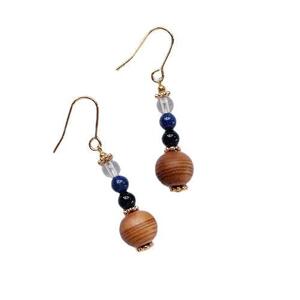 屋久杉×9月誕生石　樹脂ピアス