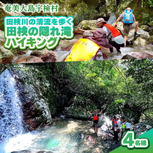 【ツアー可能期間：4月～10月】田検の隠れ滝ハイキング 体験 4名様 奄美大島 宇検村 鹿児島県 旅行 自然 冒険 完全プライベート