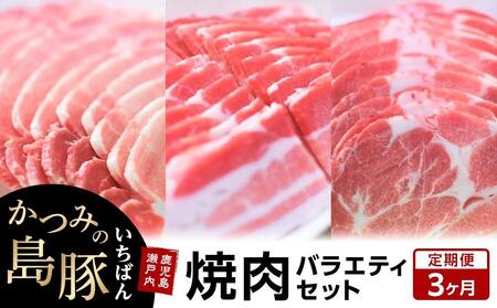 [定期便3か月]かつみの島豚いちばん焼肉バラエティセット 750g(250g×3パック)
