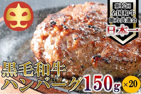 鹿児島県産『鹿児島黒牛A5ランク』　極めたハンバーグ20個【うしの中山】(日付指定不可）