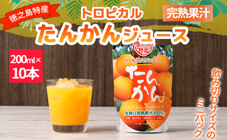 天城町産 生搾り完熟果汁100% 宝果樹園 ミニタンカンジュース 10本セット(200ml×10本) 合計約2.0L タンカン 果汁飲料 たんかん 果汁100% ジュース 飲み物 ドリンク 果物 くだもの セット 九州 鹿児島県 天城町 常温