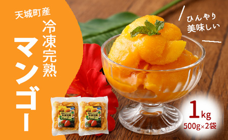 鹿児島県 徳之島 天城町産 冷凍 完熟 マンゴー 1kg（500g×2袋）冷凍マンゴー フルーツ