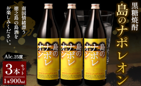 [鹿児島県天城町]黒糖焼酎 島のナポレオン 900ml×3本セット 合計2.7L 瓶 酒 焼酎 A-51-N