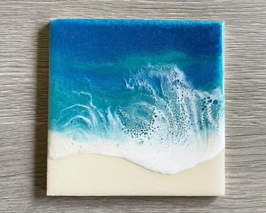 与論島の海ミニアート1枚 正方形(10cm×10cm)カラー:ビビッドブルー