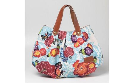 琉球帆布 アートパンプキンバッグ [紅型ブルー]