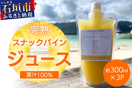 [2025年4月以降順次発送]完熟スナックパイン果汁100%!!の濃厚ジュース300ml×3パックをお届け![ 沖縄県 石垣 完熟 パイン パイナップル スナック 果汁 100% ]TF-43