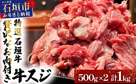特選石垣牛の贅沢なお肉付き牛スジをご家庭で!!牛スジ500g×2パック | 沖縄 石垣 牛スジ 牛 肉 特選 黒毛 和牛 贅沢 |