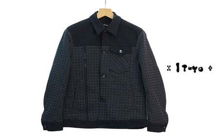 みんさー織 総手織りブルゾン(楕円ヒチガーラ ブラック)Lサイズ AZ-57-1