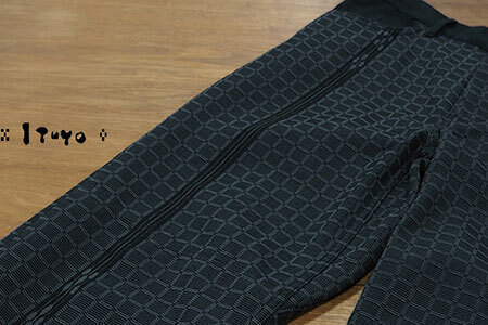 みんさー織 総手織りパンツ(楕円ヒチガーラ ブラック)Mサイズ