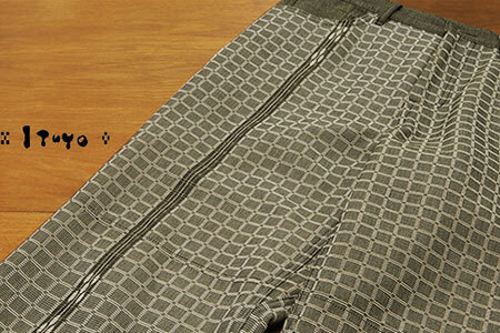 みんさー織 総手織りパンツ(楕円ヒチガーラ グレイッシュ)Mサイズ