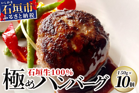 【合計1.5kg】石垣牛 100% 極めハンバーグ 150g×10個 ≪肉職人が作ったこだわりハンバーグ≫ 【石垣牛 沖縄県 石垣市 石垣島 牛肉 牛 肉 黒毛和牛】 TM-6