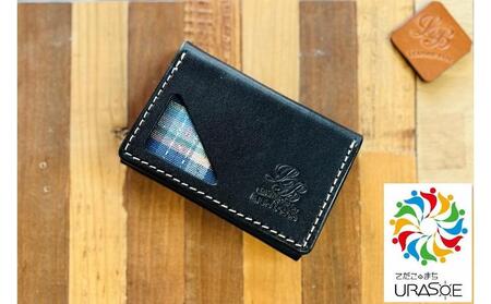 【レザーベース】うらそえ織カードケース（ブラック）