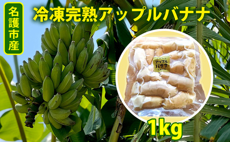 名護市産 冷凍完熟アップルバナナ1kg 名護市 なご ばなな 冷凍 食物繊維 手軽 アイス デザート アレンジ 真空パック 食べやすい おやつ 新鮮 完熟 一口サイズ 甘味 栄養満点 ヨーグルト スムージー パンケーキ