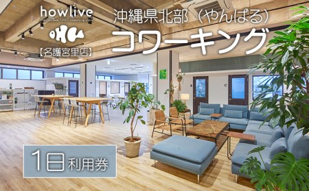 沖縄県北部(やんばる)コワーキング1日利用券[howlive名護宮里店]