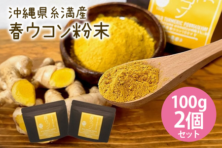 沖縄県 糸満産 春ウコン 粉末 200g ( 100g x 2個 ) セット ウコン 栽培期間中農薬除草剤不使用 粉末タイプ うこん 姜黄 キョウオウ パウダー パウダー 粉 お酒 アルコール 肝臓 ターメリック クルクミン 健康食品 沖縄県 糸満市