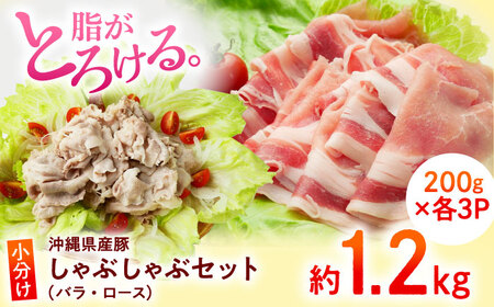 沖縄県産豚肉 しゃぶしゃぶセット (バラ・ロース) 計1.2kg (200g×各3P) 豚バラ 豚ロース スライス しゃぶしゃぶ 小分け 沖縄市 / 宮城ふぁーむ[BCAJ003]