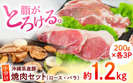沖縄県産豚肉 くいまーる豚 焼肉セット (ロース・バラ) 計1.2kg (200g×各3P) 豚バラ 豚ロース スライス 焼き肉 小分け 沖縄市 / 宮城ふぁーむ[BCAJ001]
