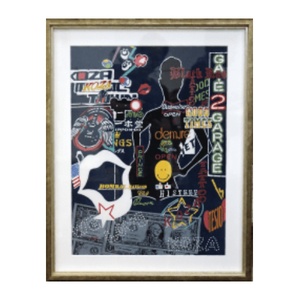 [宏次染工房 / 沖縄県認定工芸士 金城宏次]紅型額装 『WE LOVE KOZA』 絵画 額入り 伝統工芸品 おしゃれ 沖縄市 / コザ工芸館ふんどぅ[BCAU004]