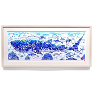 [琉球イラストレーション] 与儀勝之 『青の世界 / Blue World』 額装Sサイズ インテリア 雑貨 アート おしゃれ おすすめ 沖縄市 / yogima office[BCAI014]