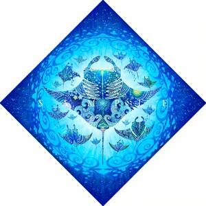 [琉球イラストレーション] 与儀勝之 『海の星 〜翠玉飛翼〜 / Star of the Sea -』 額装Mサイズ インテリア 雑貨 アート おしゃれ おすすめ 沖縄市 / yogima office[BCAI015]