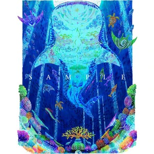 [琉球イラストレーション] 与儀勝之 『海の星 〜月夜の宮〜 / Star of the Sea - Moonlight palace -』 額装Mサイズ インテリア 雑貨 アート おしゃれ おすすめ 沖縄市 / yogima office[BCAI017]