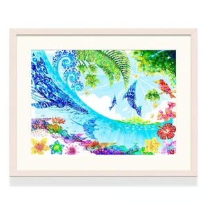 [琉球イラストレーション] 与儀勝之 『太陽へ / Catch the Sun』 額装LLサイズ インテリア 雑貨 アート おしゃれ おすすめ 沖縄市 / yogima office[BCAI022]