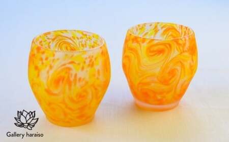[琉球ガラス]マンゴー・丸口ロックグラス(ペア)
