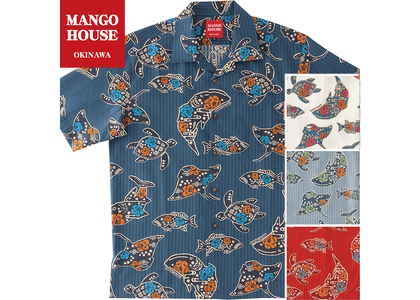 [かりゆしウェア]メンズ ちゅらさんジンベエザメSサイズ×アイボリー