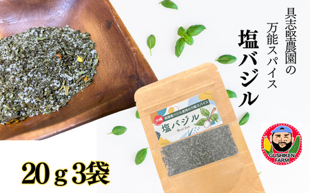 具志堅農園の自家製「塩バジル」 20g×3袋