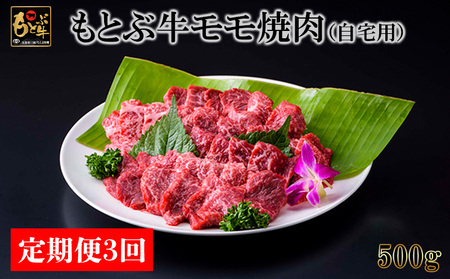 [定期便3回]もとぶ牛モモ焼肉(自宅用)500g 県産和牛 黒毛和牛 国産 牛肉 牛 ブランド 和牛 人気 オススメ おすすめ グルメ 贅沢 高級 3等級以上 お取り寄せ 贈答用 美ら海 定期便 沖縄 本部町
