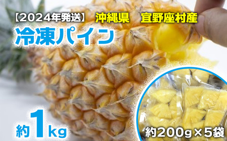 【2024年発送】沖縄県　宜野座村産　冷凍パイン約1kg