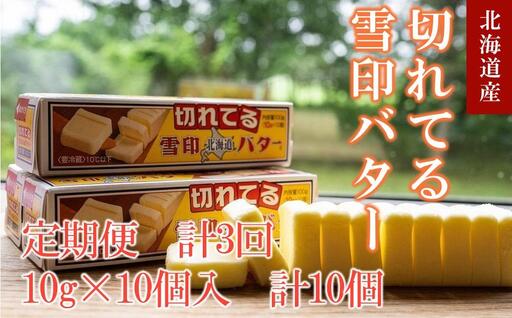 [3か月 定期便]切れてる 雪印 北海道 バター(10g×100個) | バター