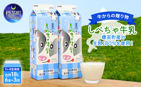 [3カ月定期便]北海道 しべちゃ牛乳(1000ml)×6本
