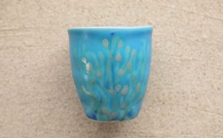 【沖縄陶器】沖縄の海の珊瑚のフリーカップ（スカイブルー）