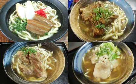 [だるまそば]沖縄そば4種類食べ比べ(三枚肉・ソーキ・軟骨ソーキ・てびち)