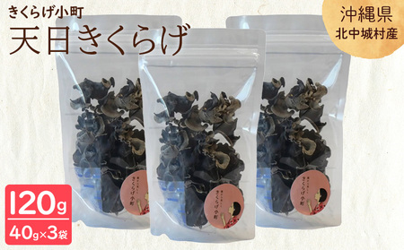 天日きくらげ【40g×3袋】　きくらげ小町 天日 きくらげ 乳酸菌 栽培 きのこ スープ レシピ 料理 家庭料理 食感 きくらげ小町 木耳 キクラゲ お取り寄せ おすすめ 国産 送料無料 おきなわ 沖縄 北中城村